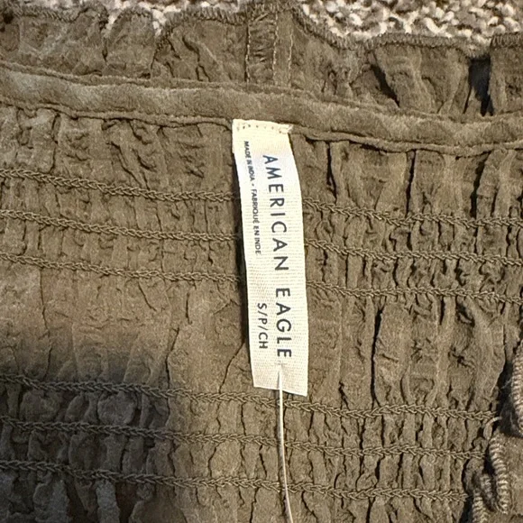 American Eagle Outfitters Olive Green Smocked Tie-Front Camisole - Picture 3 of 5